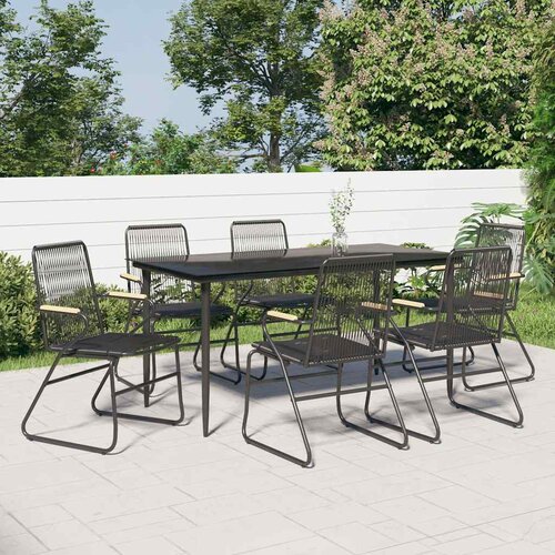  7-dijelni vrtni blagovaonski set od PVC ratana crni Crna Dužina stola 160 cm Cene