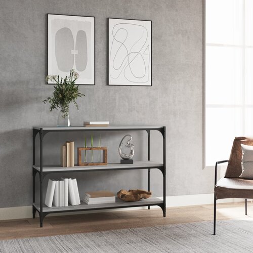 VidaXL Knjižna omara siva sonoma 100x33x70,5 cm inž. les in jeklo Slike