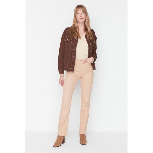 Trendyol Camel High Waist Slim Flare Jeans Slike