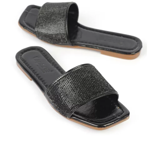 Capone Outfitters Women's Slippers with Capone Stones and Single Strap, Flat Heel.