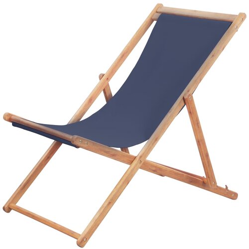 VidaXL Zložljiv stol za na plažo blago in lesen okvir modre barve, (20660157) Slike