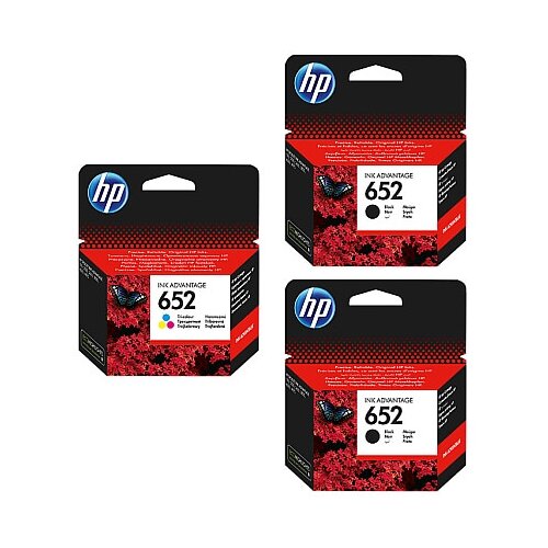  Kartu&amp;scaron;a HP 652 komplet 2X črna/black (F6V25AE) + 1X barvna (F6V24AE) - original Slike