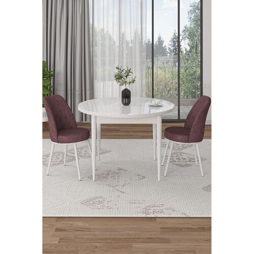 Hanah home trpezarijski set Tor, sto i 2 stolice, bela ploča, puder roze tkanina Babyface Cene