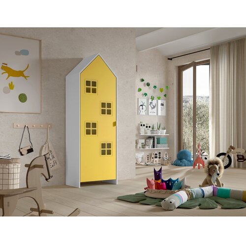 Vipack Rumena/bela otro&amp;scaron;ka garderobna omara iz masivnega bora 37x172 cm Casami Bruges &amp;ndash; Slike