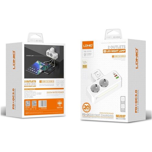 Ldnio &amp;quot;SE23337 (219675) dvostruki razdelnik + 2xUSB tip A + 1xUSB tip C beli&amp;quot; Slike