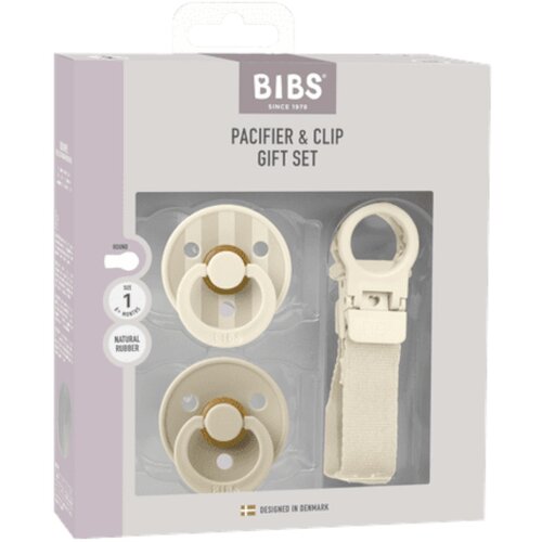 Bibs darilni set tolažilne dude colour in priponke za dudo loop ivory Slike