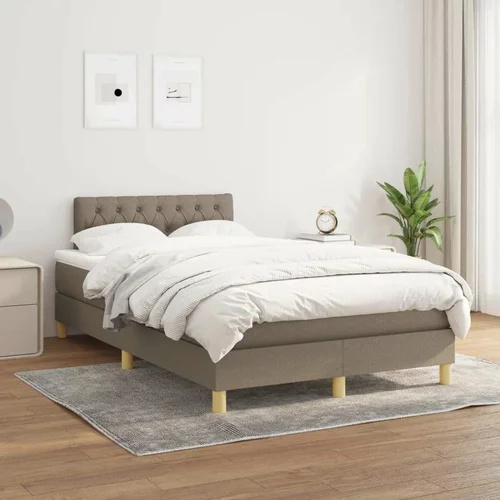  Krevet s oprugama i madracem smeđesivi 120 x 200 cm od tkanine