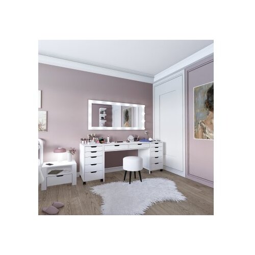 Hanah home Duru 1600-55 Matte White Make-Up Table Slike