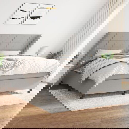 The Living Store Box spring postelja z vzmetnico svetlo siva 160x200 cm žamet - Box Spring Postelja, (21489080) Slike