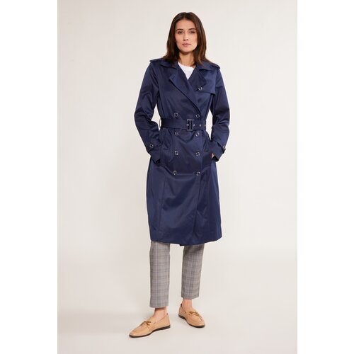 Monnari Woman's Coats Double-Breasted Trench Coat With Strap Navy Blue Cene
