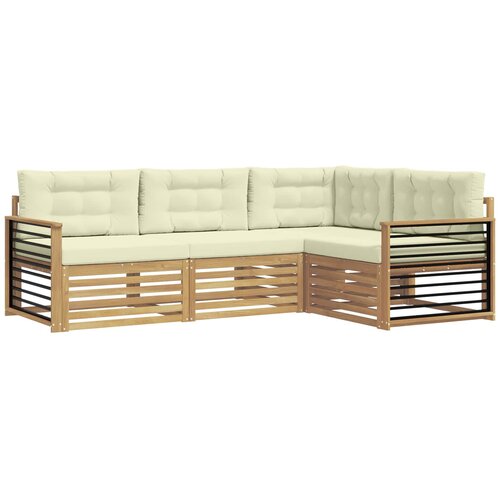 vidaXL Zunanja garnitura za sedenje 5 pcs Bela in krem Poliester, (5000280059) Cene