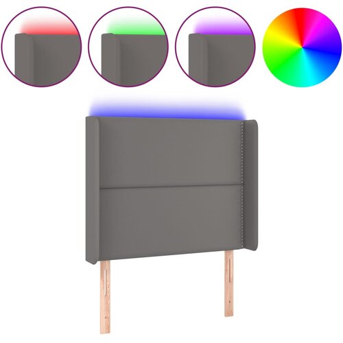 Maison Chic LED Posteljno vzglavje - Vzglavna omarica - Nočna omarica sivo 93x16x118/128 cm umetno usnje, (21709741) Cene