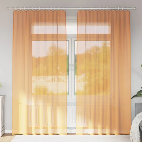 vidaXL Voile zavese z zanke 2 kosa oranžna 140x245 cm