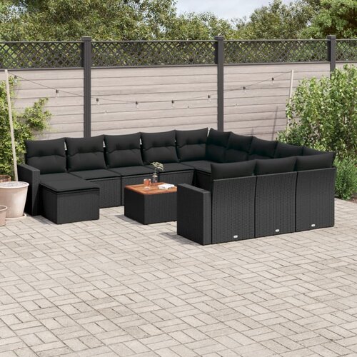  13-dijelni set vrtnih sofa s jastucima poliratan crni Cijene
