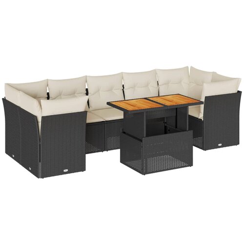 Maison Chic Seti vrtnega pohištva - Vrtna garnitura - Vrtni pohištvo set 8-delna z blazinami črn poli ratan, (21800808) Cene