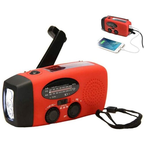 Venisymlis Radio za nujne primere s sončno ročico in ročno ročico, LED lučko, Power Bankom, AM/FM za pohodni&amp;scaron;tvo, (22088717) Slike