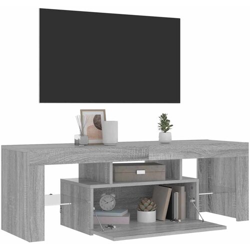  TV ormarić s LED svjetlima boja hrasta sonome 120 x 35 x 40 cm Siva Slike