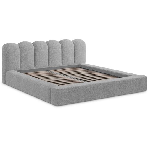 Makamii Sivi tapecirani bračni krevet s prostorom za odlaganje s podnicom 160x200 cm Mano &amp;ndash; Slike