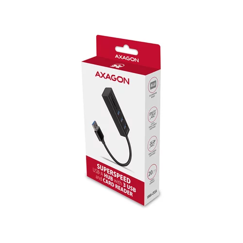 Axagon Hub 3x USB 3.2 + čitalnik SD, MicroSD, 20 cm USB-A