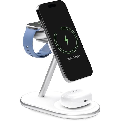 Puro BREZŽIČNI POLNILEC 3-V-1 MAG STATION QI2 ZA MAGSAFE IPHONE 13 14, (5000497109) Slike