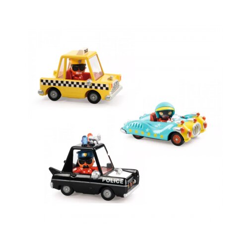 Djeco Komplet Crazy Motors - Blue Gun + Hurry Police + Taxi Joe Cene