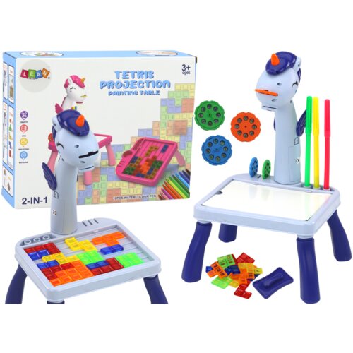 Mini projektor Tetris, stol 2u1 jednorog - plavi Slike
