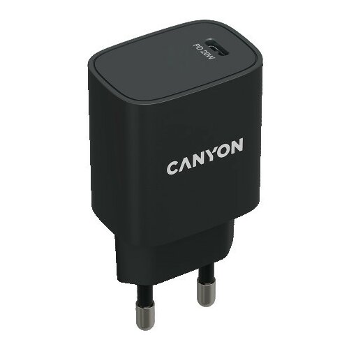 Canyon PD 20W Input: 100V-240V, Output: 1 port charge: USB-C:PD 20W (5V3A9V2.22A12V1.67A) , Eu plug, Over- Voltage , over-heated, over-cur Slike