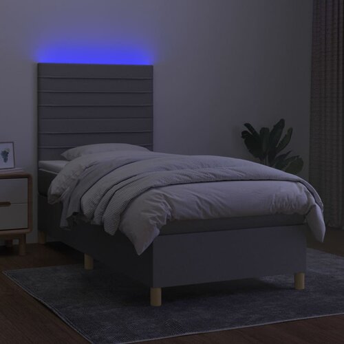  Krevet box spring s madracem LED svjetlosivi 90x190 cm tkanina Slike