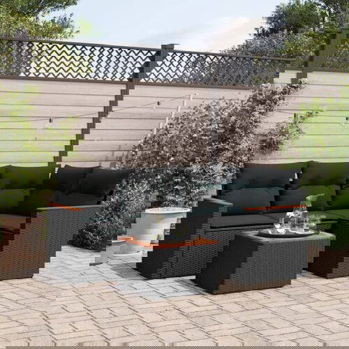  The Living Store Vrtna sedežna garnitura 5-delna z blazinami črn poli ratan - Vrtna Sedežna Garniture, (21473806) Cene