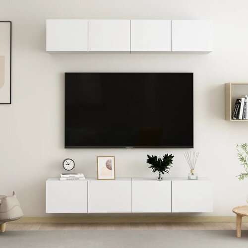 The Living Store TV omarice 4 kosi bele 80x30x30 cm iverna plošča - TV Omarica, (21376366) Cene