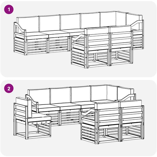  Set vanjskih sofa 8 kom. Bijela i svjetlosiva Poliester 304 x 126,5 x 73 cm Slike