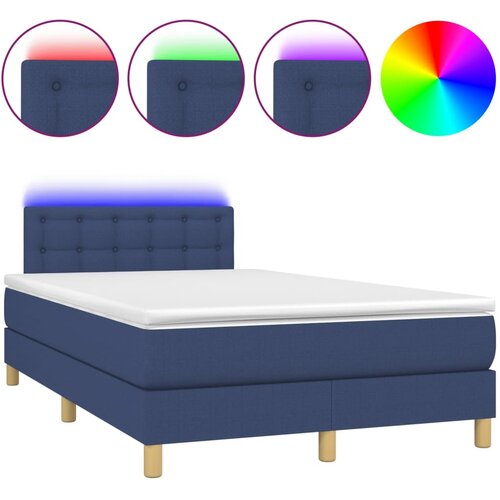 Maison Chic Box spring postelja - Vzmetna postelja z vzmetnico LED modra 120x200 cm blago SL2445, (21902684) Cene