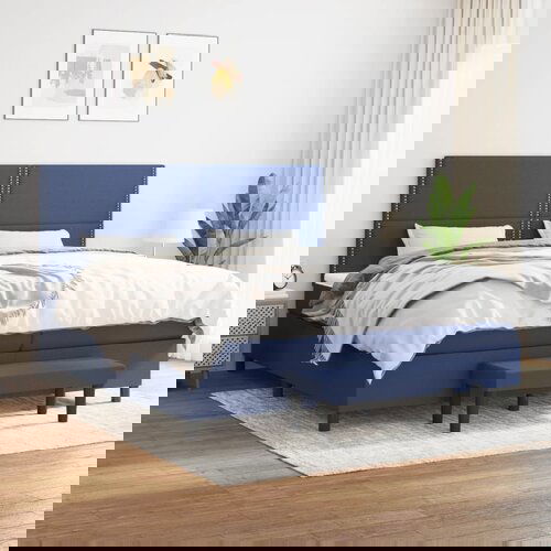 The Living Store Box spring postelja z vzmetnico moder 200x200 cm blago - Box Spring Postelja, (21503469) Slike