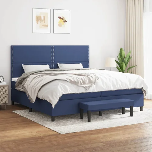 The Living Store Box spring postelja z vzmetnico moder 200x200 cm blago - Box Spring Postelja, (21503469)