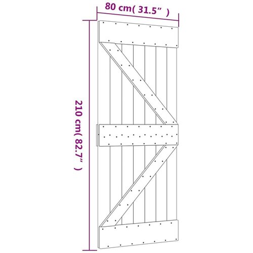 vidaXL Klizna vrata s priborom za montažu 80 x 210 cm masivna borovina Cijene
