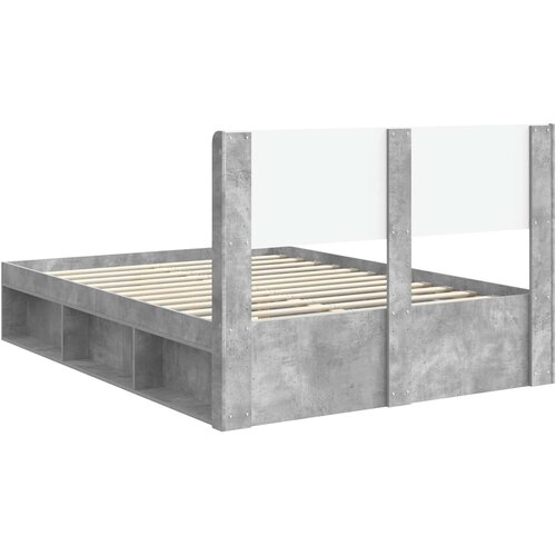  Krevetna konstrukcija s pohranom i uzglavljem Betonska siva 160 x 200 cm Slike