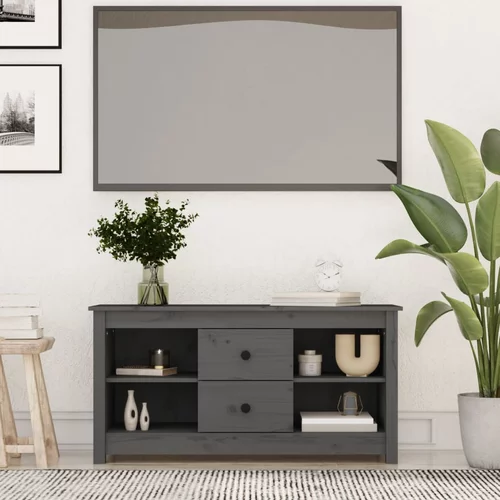 vidaXL TV omarica siva 103x36,5x52 cm trdna borovina