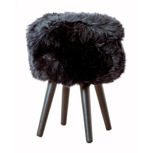 Native Natural Stolica sa crnim sjedalom od ovčjeg krzna Black, ⌀ 30 cm
