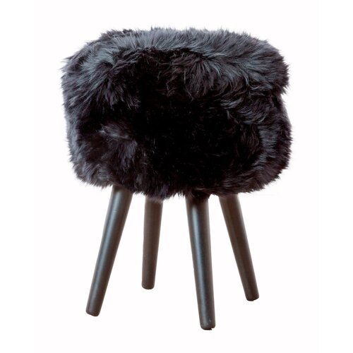 Native Natural Stolica sa crnim sjedalom od ovčjeg krzna Black, ⌀ 30 cm Slike