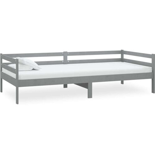 VidaXL Dnevni ležaj od masivne borovine sivi 90 x 200 cm Slike