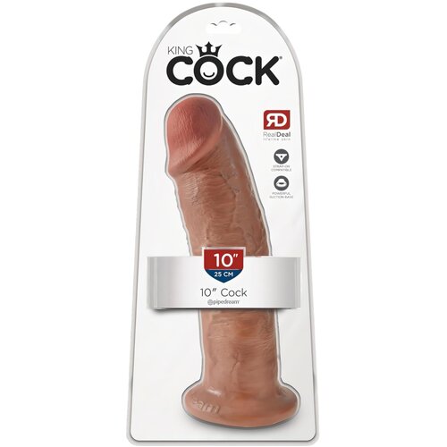 King Cock 10 - velik dildo z objemko (25 cm) - temno naraven Cene
