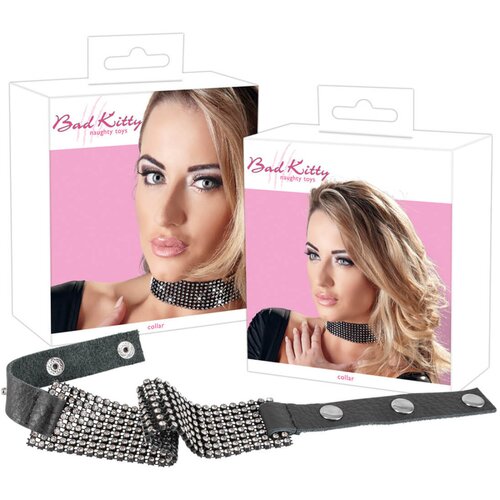 Bad Kitty - traka oko vrata sa kamenčićima (crna) Cijene