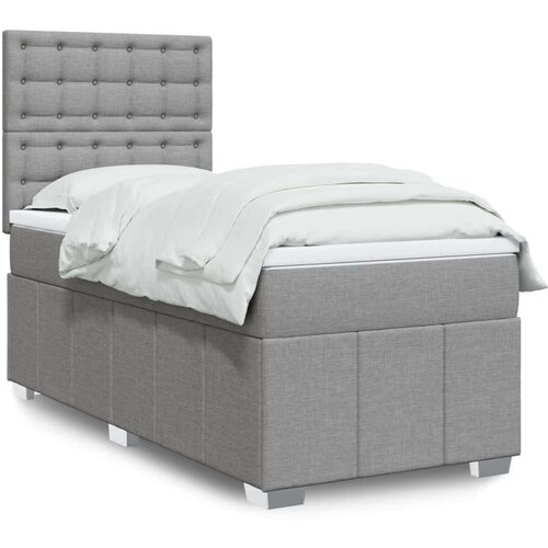 vidaXL Box spring postelja z vzmetnico svetlo siva 80x200 cm blago Cene