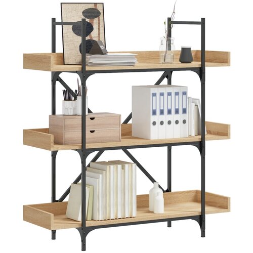  The Living Store Knjižna omara 3-nadstropna sonoma hrast 100x33x108,5cm inž. les - Knjižna Omara, (21444233) Cene