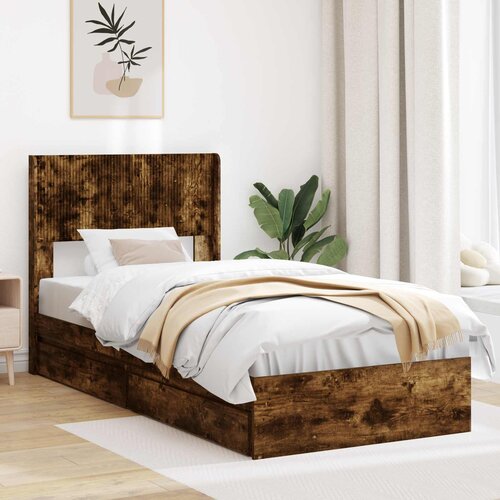  Krevetna konstrukcija s pohranom i uzglavljem Dimljeni hrast Cijene
