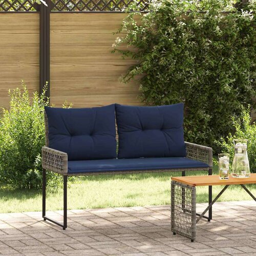 Zunanja klop z blazino Siva in mornarska 118 x 55 x 82 cm, (5000273295) Slike
