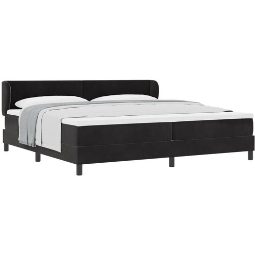 VidaXL Krevet s uzglavljem s madracem Crn 200x200 cm Bar&amp;scaron;un Slike