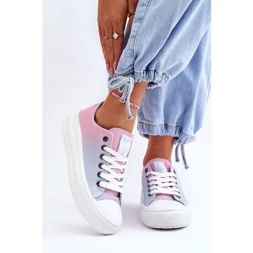Big Star Sneakers on a low platform LL274A187 Pink and Blue
