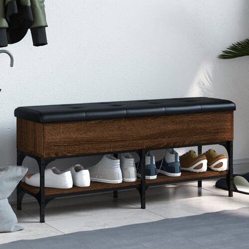VidaXL Klupa za cipele smeđa boja hrasta 102x32x45cm konstruirano drvo Slike
