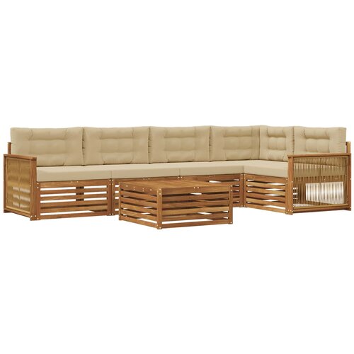 vidaXL Zunanja garnitura za sedenje z blazino 6 pcs Naravna in bež, (5000279954) Cene